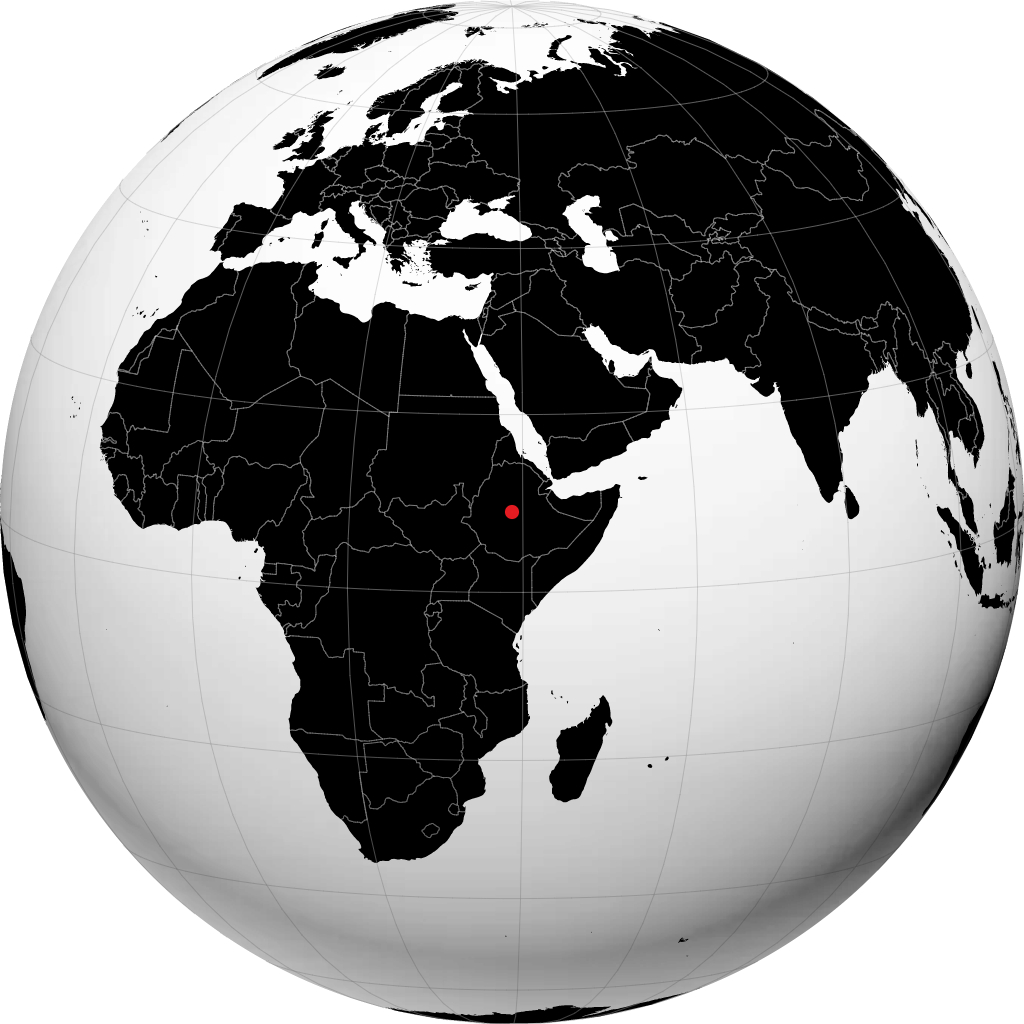 Addis Abeba na globusie