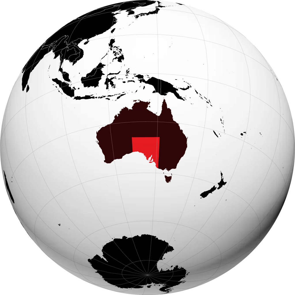 Australia Południowa na globusie
