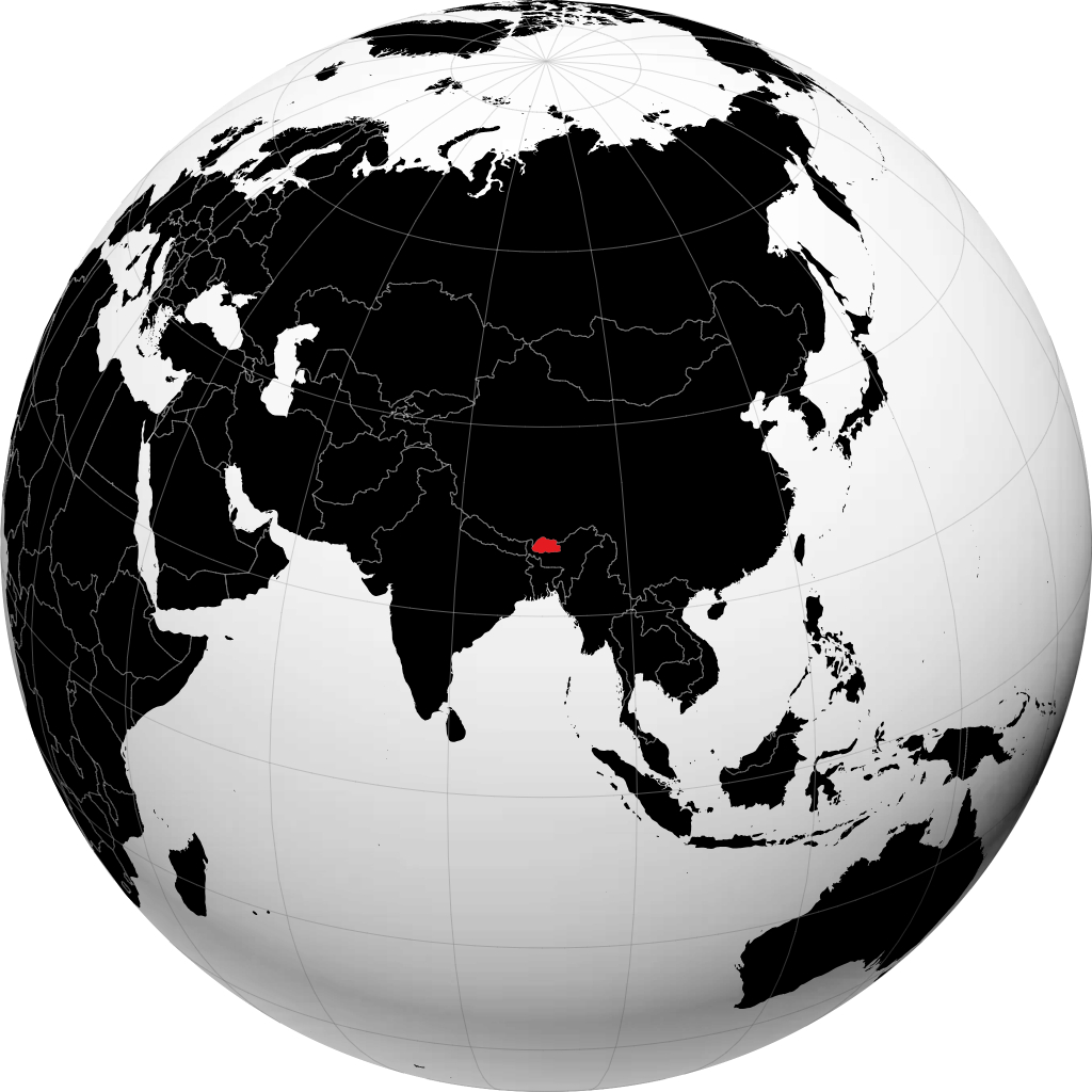Bhutan na globusie
