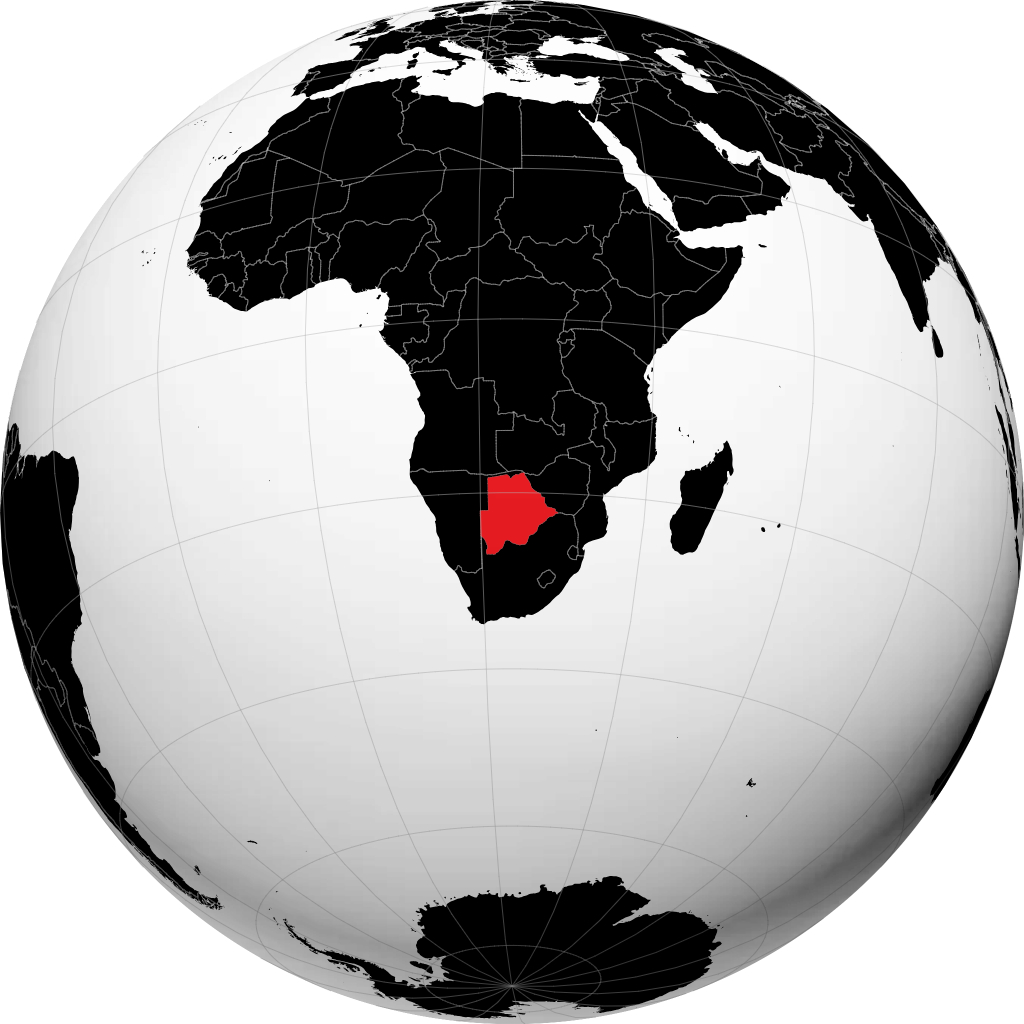 Botswana na globusie