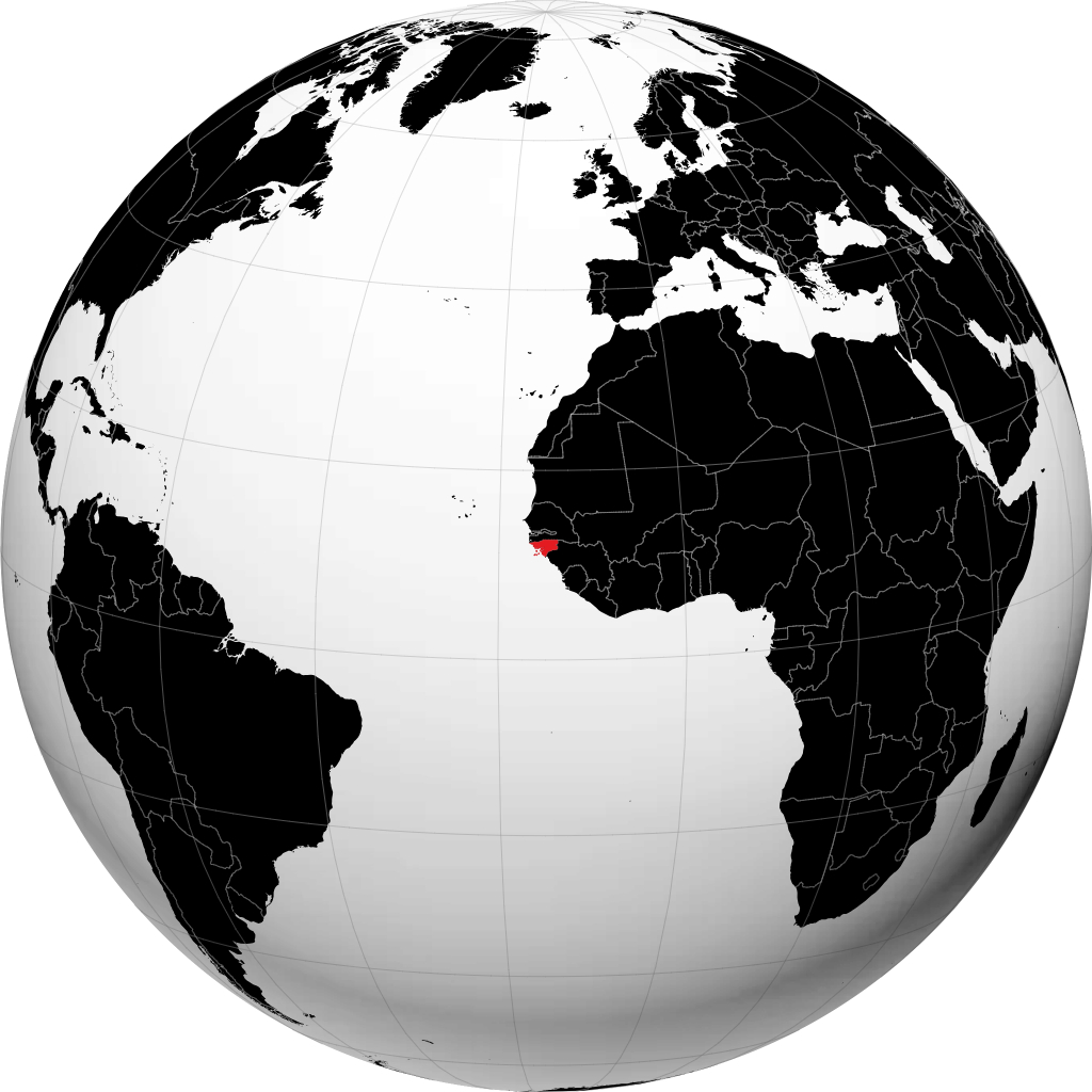 Gwinea Bissau na globusie