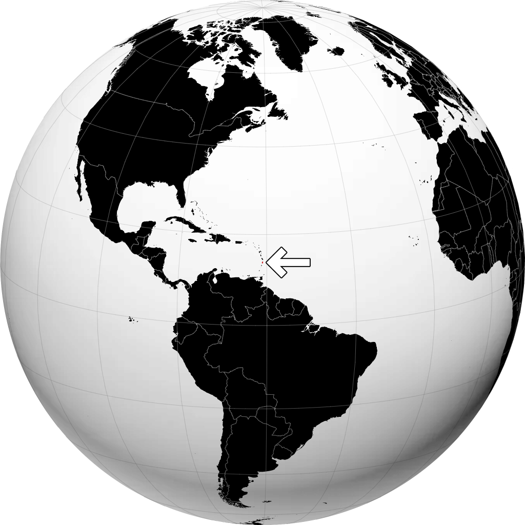 Saint Lucia na globusie