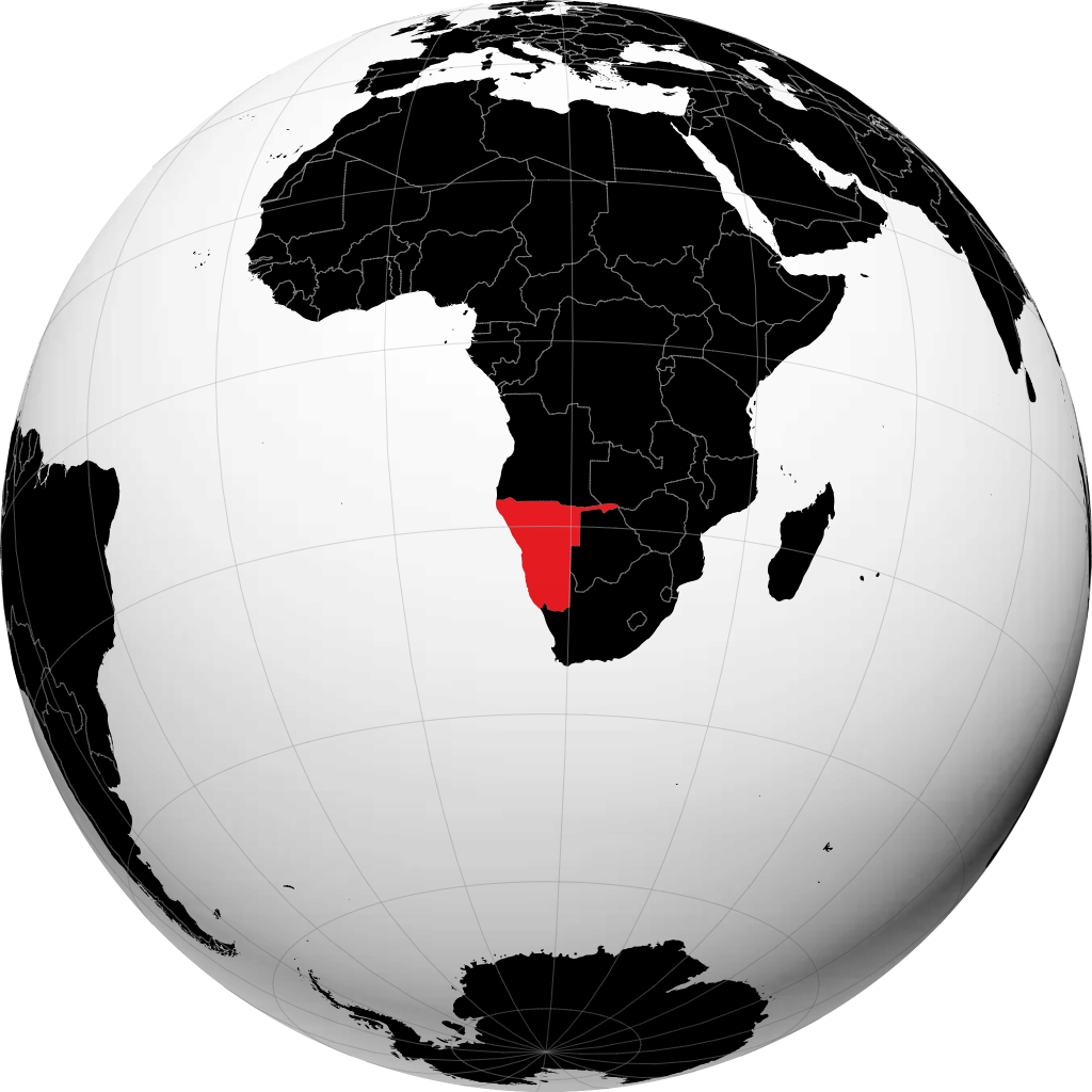 Namibia na globusie