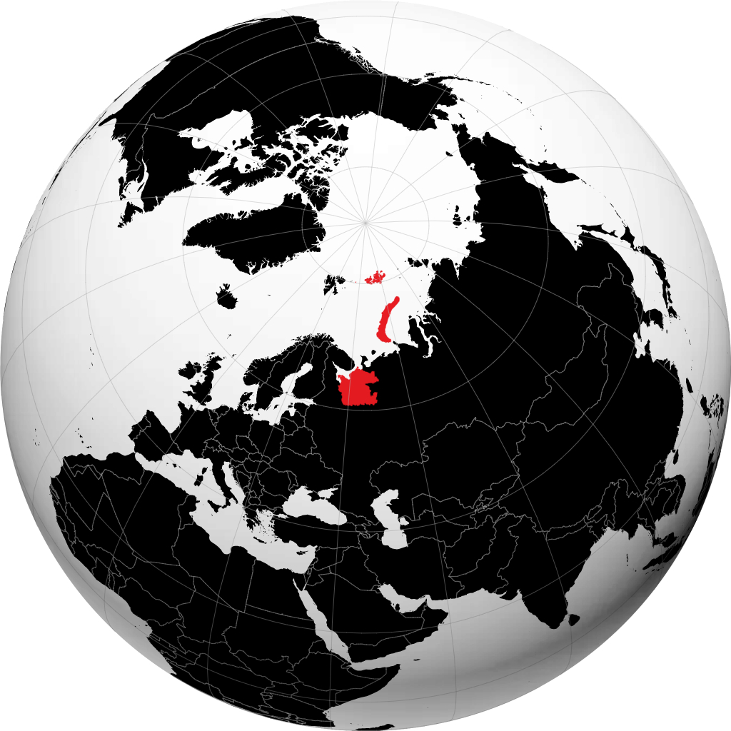 Obwód Archangielski na globusie